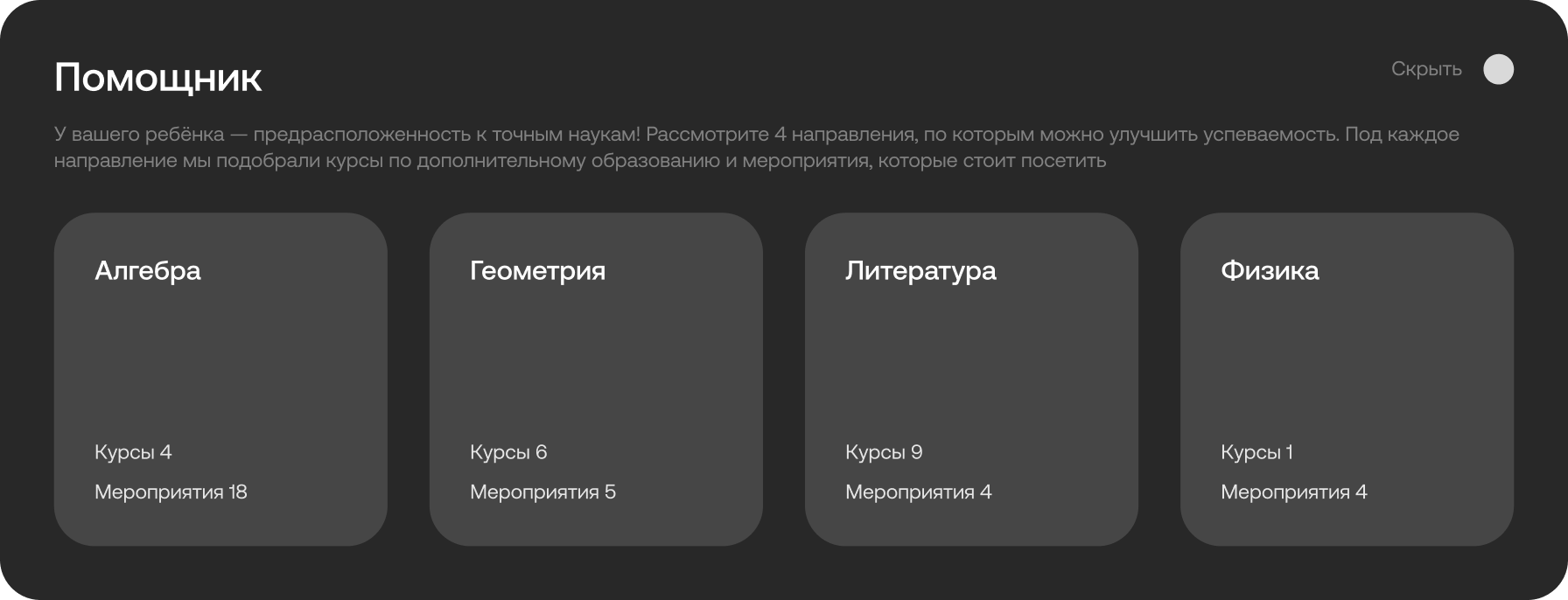 В чём уникальность сервиса? Подсказки по учёбе Контент Изображение